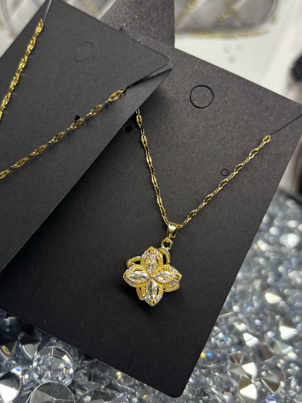 Gold-Tone Cubic Zirconia Pendant Necklaces (2) - Picture 4 of 8